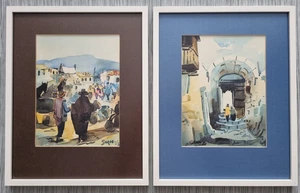 Cuadros en acuarela de Sorio escena de Oriente Medio cantados años 80 enmarcados de colección raros - Imagen 1 de 17