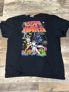 STAR WARS T-SHIRT black multicolor BIG LOGO comic book retro Size Xzl 46-48 - Picture 1 of 3