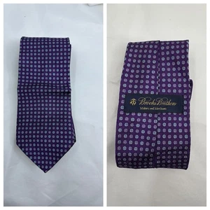 Brooks Brothers Seidenkrawatte Macher lila mit silberblauen Blumen Made in Italy - Bild 1 von 7