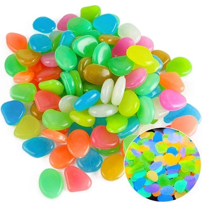 Oubest Brillan en la Oscuridad Guijarros/Piedras Brillantes/Rocas Brillantes Decoración Azul para Gard... Foto 1 de 4