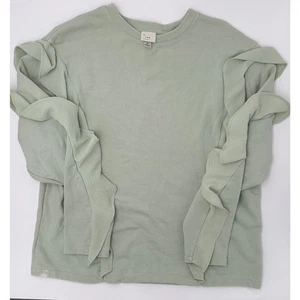 Women's Ruffle Sweatshirt - A New Day - Light Green Size Medium - Small Spot* - Picture 1 of 7
