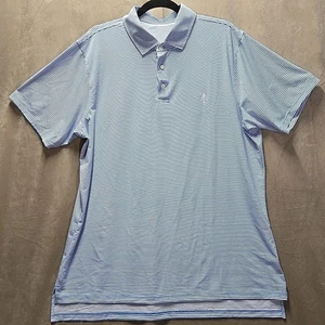 B. Draddy Polo Shirt Mens Large Blue Striped Cotton Stretch Collared Hi-Low Logo - Picture 1 of 10