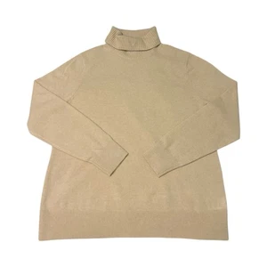 Suéter Lands' End para mujer XL beige cachemir cuello alto pulóver manga larga - Imagen 1 de 13
