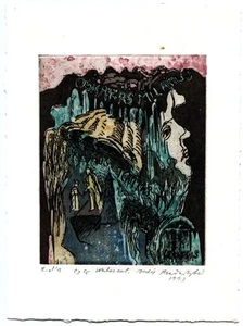 Drama Theatre Original Etching Art Print Ex libris by Dalia Mazeikyte, Lithuania - Picture 1 of 2