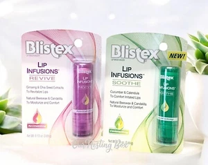 2 infusiones de labios Blistex calmar revivir labios hidratante pepino/caléndula ginseng - Imagen 1 de 3