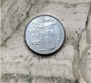 ITALY REPUBBLIC 100 LIRE MINERVE, SMALL TYPE 1991 BEAUTIFUL COIN, AU CONDITION - Picture 1 of 2
