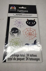 Temporary Halloween Tattoos NIP EASY TO APPLY & REMOVE CAT, WEB,BAT,SPIDER - Picture 1 of 2
