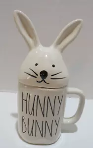 RAE DUNN "HUNNY BUNNY" MUG W/BUNNY HEAD TOPPER 9" TALL WITH LID - Picture 1 of 7