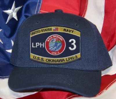NAVY USS OKINAWA LPH-3 UNITED STATES NAVY SEAL NAVY HAT PATCH - Image 1 of 2