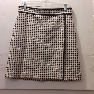 Falda Ann Taylor Para Mujer 6 Negra Roja Azul Cuadros Imitación Envoltura Mini 1974 Nueva Foto 1 de 4