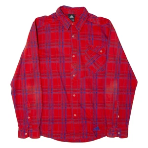 ADIDAS Mens Shirt Red Check Long Sleeve M - Picture 1 of 6