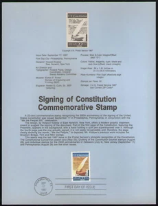EE. UU. SP817. 2360. 22c. Firma de la Constitución. Páginas de recuerdos.1987 - Imagen 1 de 1