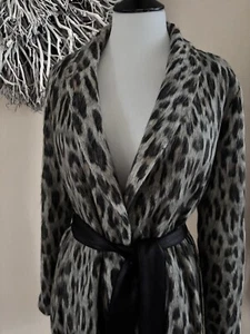 FRANK LYMAN MONTREAL .. Luxury Ladies Animal Print Lightweight Belted Coat Sz 12 - Picture 1 of 11