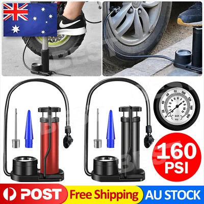Portable Bicycle Bike Air Pump 160 PSI with Gauge Foot Floor Ball Inflator Kit A - image 1 of 4