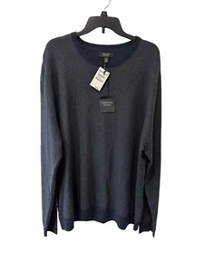Nordstrom Sweater Mens 3XL Navy Blue Birds Eye Crewneck Wool Blend Pullover R4-1 - Picture 1 of 16