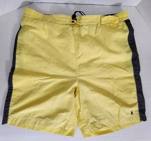 Vintage Polo Sport Swim Trunks Mens Large Yellow Shorts Side Stripe Drawstring - Picture 1 of 6