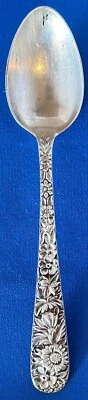 S Kirk & Son Co STERLING SILVER - REPOUSSE pattern Teaspoon Spoon 5 7/8” long - Image 1 of 4