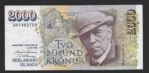 ICELAND 2000 Kronur 1986 SH - Marrón Grande Signature - Imagen 1 de 2