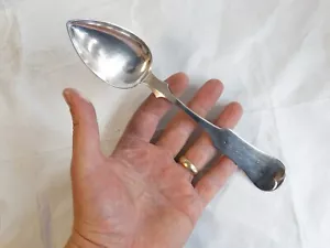 E.H. HILL / DUHME & CO Antique Fiddleback Coin Silver Serving Spoon 8-7/8" - Picture 1 of 7