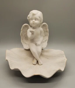 Vintage Angel Soap or Trinket Dish  - White - Cherubs Ceramic Jewelry Decor - Picture 1 of 10