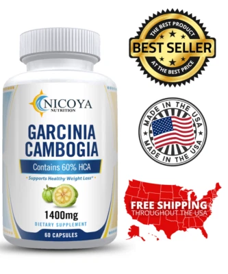 Garcinia Cambogia 60% HCA - Pérdida de peso y bloqueador natural de carbohidratos 1400 mg 60 quilates Foto 1 de 4