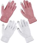 2 Pairs Women's Winter Touchscreen Gloves Warm Fleece Lined Knit Gloves Elastic