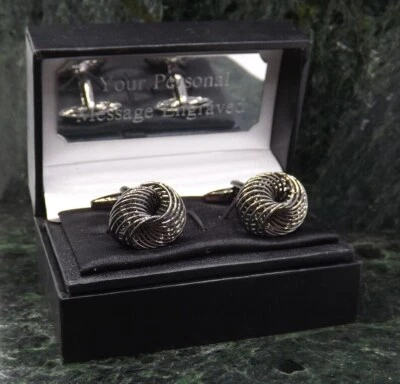 Black Never Ending Love Knot Cufflinks Personalised Cufflinks gift Cufflinks - Image 1 of 4