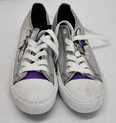 Foco NFL Baltimore Ravens Glitter Low top Canvas Sneaker Shoes Womens Size 8 - Image 1 of 4
