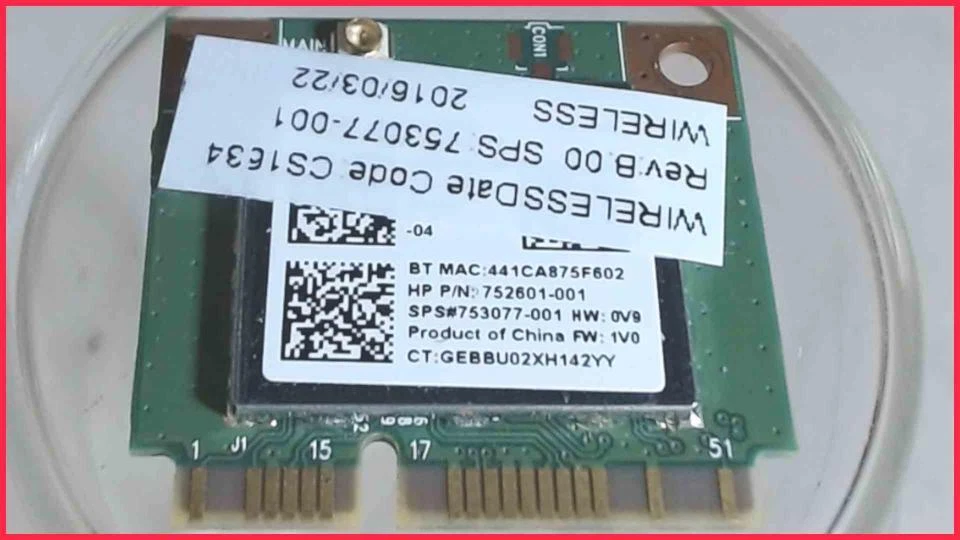 Wlan W-Lan WiFi Karte Board Modul Platine 753077-001 HP 350 G2 -2 - Bild 1 von 1