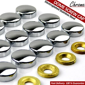 13mm CHROME DOME ELECTROPLATED MIRROR SCREW CAPS DISPLAY SHOP SIGN DECOR FIXING - Picture 1 of 13