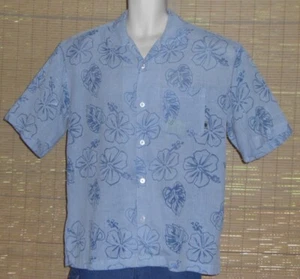 Mens Pineapple Connection Hawaiian Shirt Two-Tone Blue Floral Size Medium - Picture 1 of 5