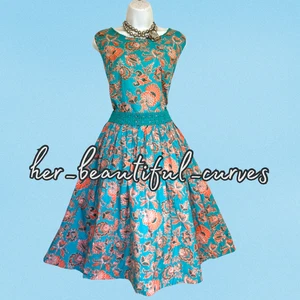 MONSOON COTTON HERITAGE FLORAL PRINT 50s Style OCCASION PARTY DRESS SIZE 18 new - Picture 1 of 7
