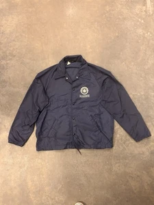True Vintage 60s-70s CHAMPION University Of Maine Windbreaker Jacket Blue Nylon - Picture 1 of 13