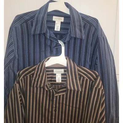 Concepts by Claiborne Mens Striped Long Sleeve Button Down Shirt Classic Fit L - Image 1 of 4
