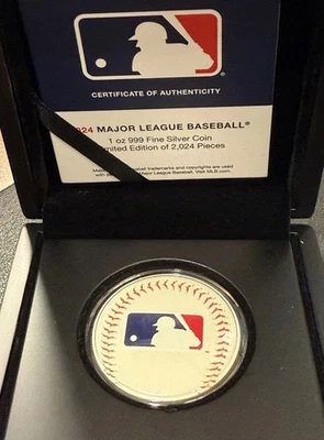 2024 1 OZ .999 Plata Prueba MLB Grandes Ligas Béisbol Béisbol Convexo ⚾️ Moneda!! Foto 1 de 4