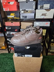 Size 9.5 - Nike Supreme x Air Force 1 Low Box Logo - Baroque Brown - Picture 1 of 6