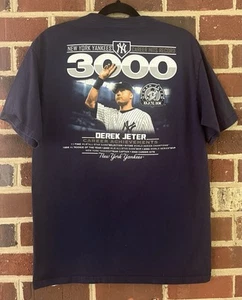 Camiseta Mediana Derek Jeter de los Yankees de Nueva York Majestic Hits Record Para Hombres Azul Marino - Imagen 1 de 6