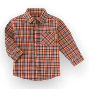 Camicia ragazzo Gymboree taglia 3-6 Mo Fly ragazzo quadri flanella bottoni aereo NUOVA - Foto 1 di 5