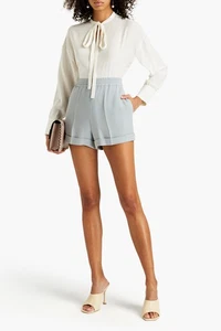 RRP€1145 VALENTINO Silk Crepe Shorts IT38 US2 UK6 XS Turn-Up Cuffs Elastic Waist - Picture 1 of 6
