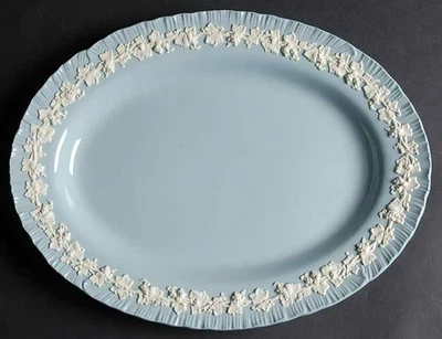 WEDGWOOD Cream on Lavender OVAL SERVING PLATTER 14 3/8" Shell Edge Queensware - Image 1 of 2