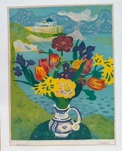 Listed Artist Guy Charon “Bouquet Et Tapisserie” Signed + COA - Picture 1 of 10