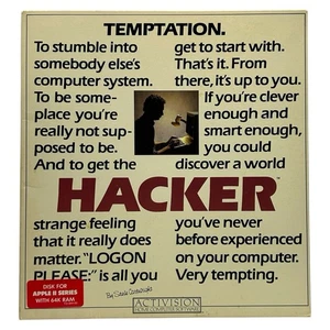 Hacker (Apple II+,IIe,IIc,IIgs, 1985) Juego de Computadora Activision Completo De Colección - Imagen 1 de 6