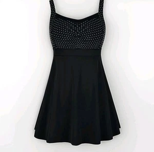 Costume da bagno settangolo nero bianco costume da bagno dimagrante pinup modesto gonna tg 24 - Foto 1 di 10
