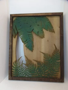 May Rich Company Wood & Metal Palm Tree & Fronds Unique 3 D Look 24" T X 19" W - Picture 1 of 16