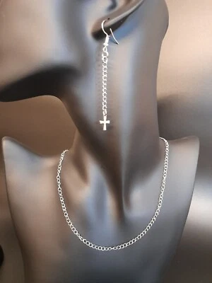 1 Paar Ohrringe Edelstahl Silber "Kreuz 2" Ohrhänger Ohrschmuck Hängeohrringe - Bild 1 von 3