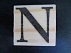 Modern Monogram Classic Uppercase Alphabet Letter N Wood Mounted Rubber Stamp