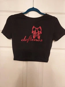 Deftones crop top red glitter deftones baby tee deftones shirt sizes xs to xl - Picture 1 of 5