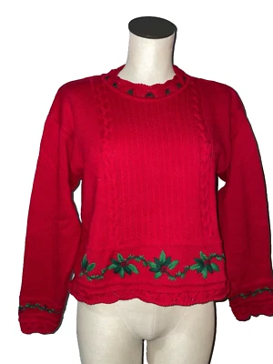 Suéter Lizsport Vintage Para Mujer Vacaciones Navidad Algodón Bordado Talla S Foto 1 de 4