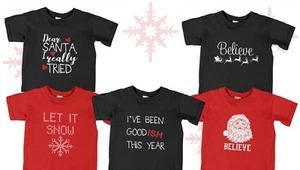 Youth Toddler Christmas Outfit Mix Believe Santa Let It Snow Shirt Kids Holiday - Picture 1 of 27