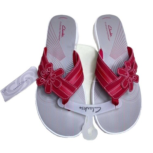Nuovi sandali da donna Clarks Cloudsteppers Brinkley Florah taglia 10M rosso rosso rosso